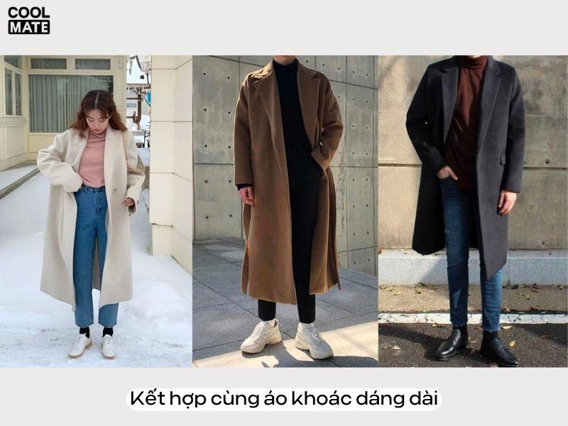 Phối quần ống côn với áo khoác dáng dài