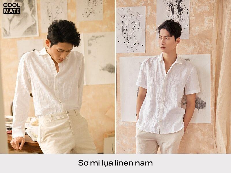 Áo sơ mi lụa linen nam