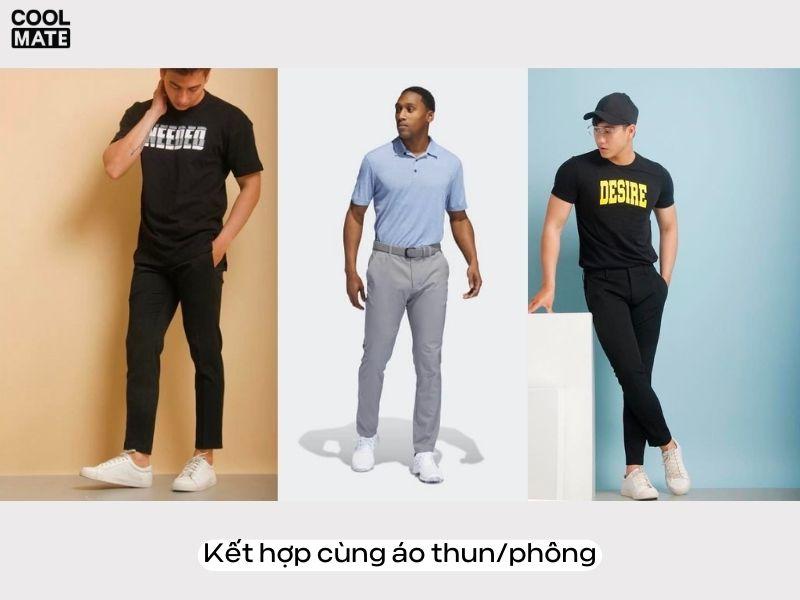 Phối quần ống côn với áo thun