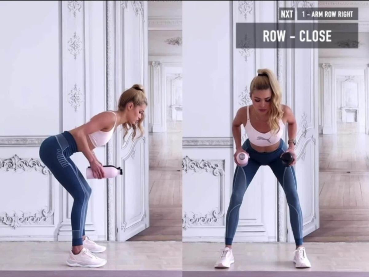 Bài tập ngực với chai nước thay thế tạ