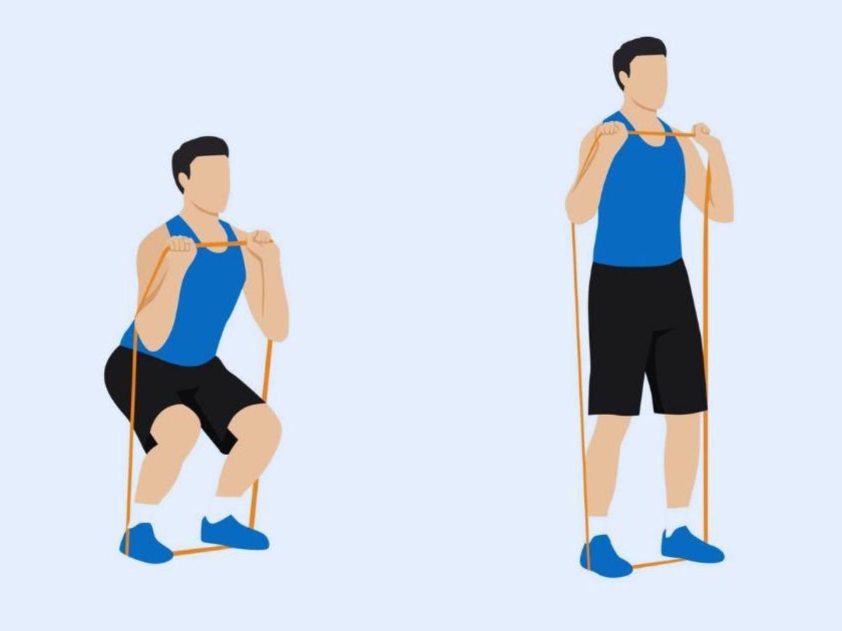 Squat với dây kháng lực cho nam