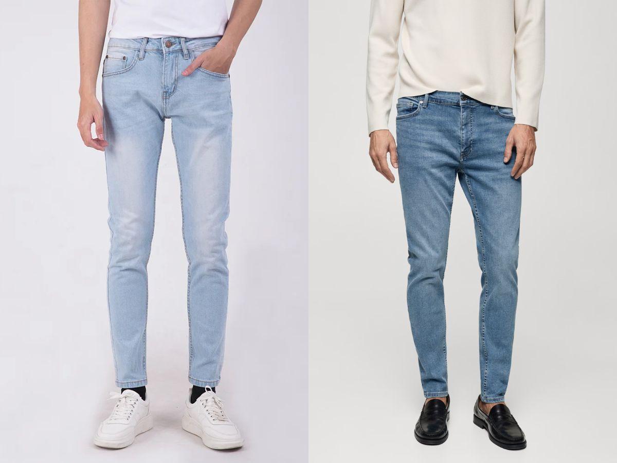 Slim Fit ôm vừa phải trong khi Skinny Fit bó sát từ đùi đến gối