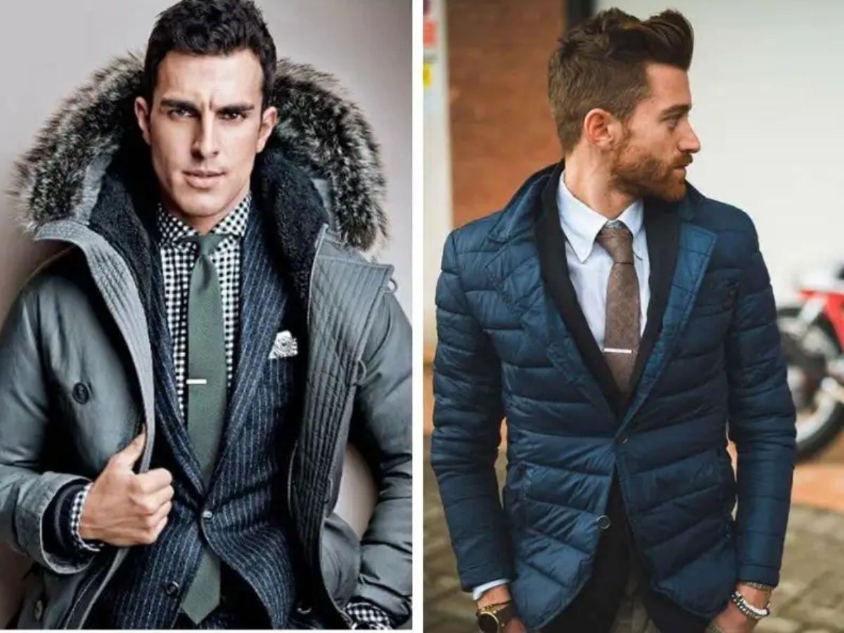 Áo phao kết hợp áo blazer, áo sơ mi cùng quần tây và giày tây phù hợp với môi trường công sở