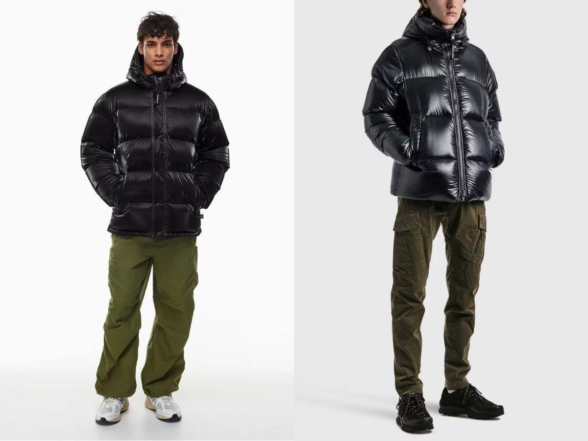Áo phao oversize + áo hoodie + quần túi hộp + giày sneaker chunky