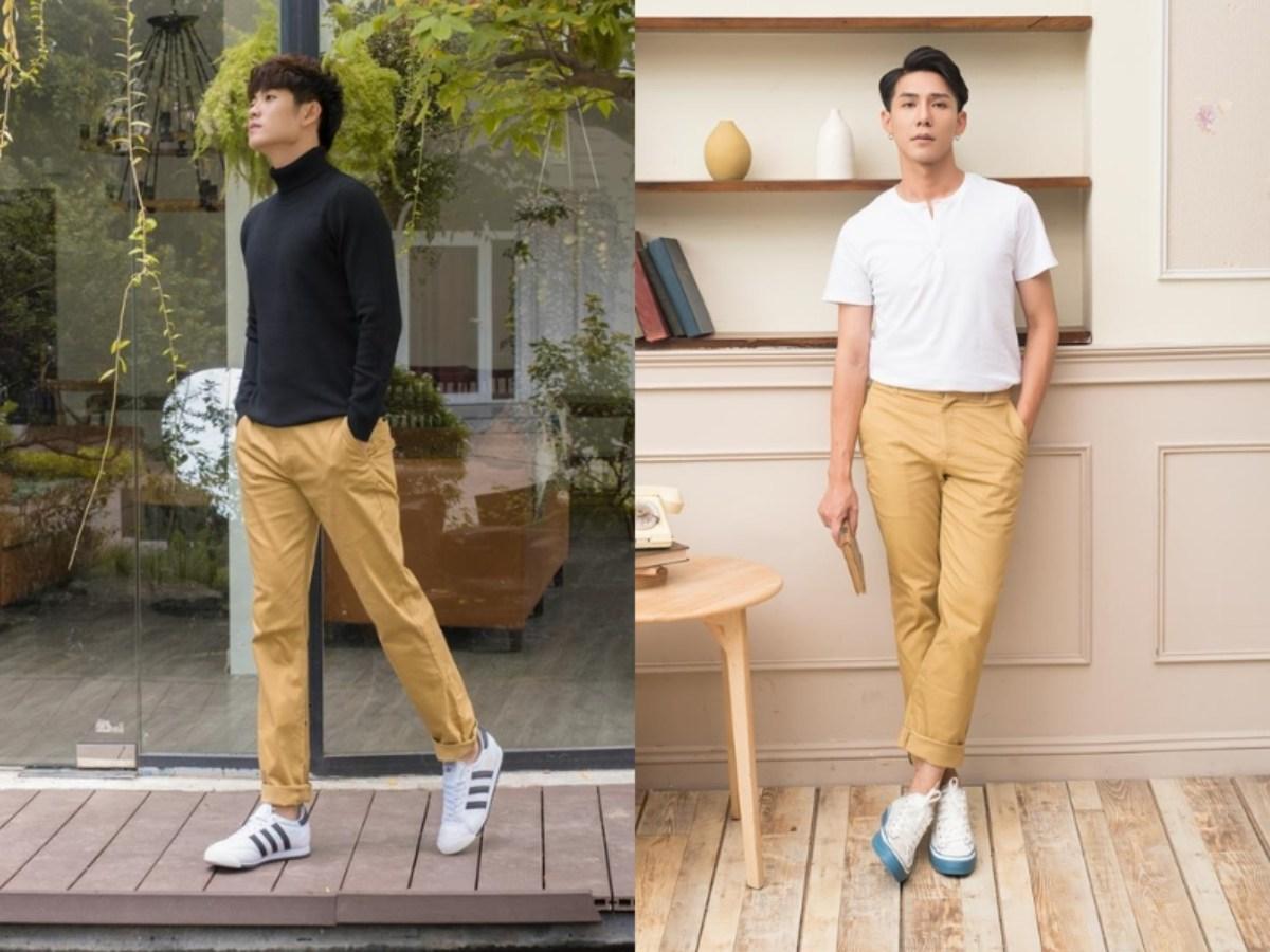 Quần kaki baggy: rộng trên, thu nhỏ dần xuống dưới