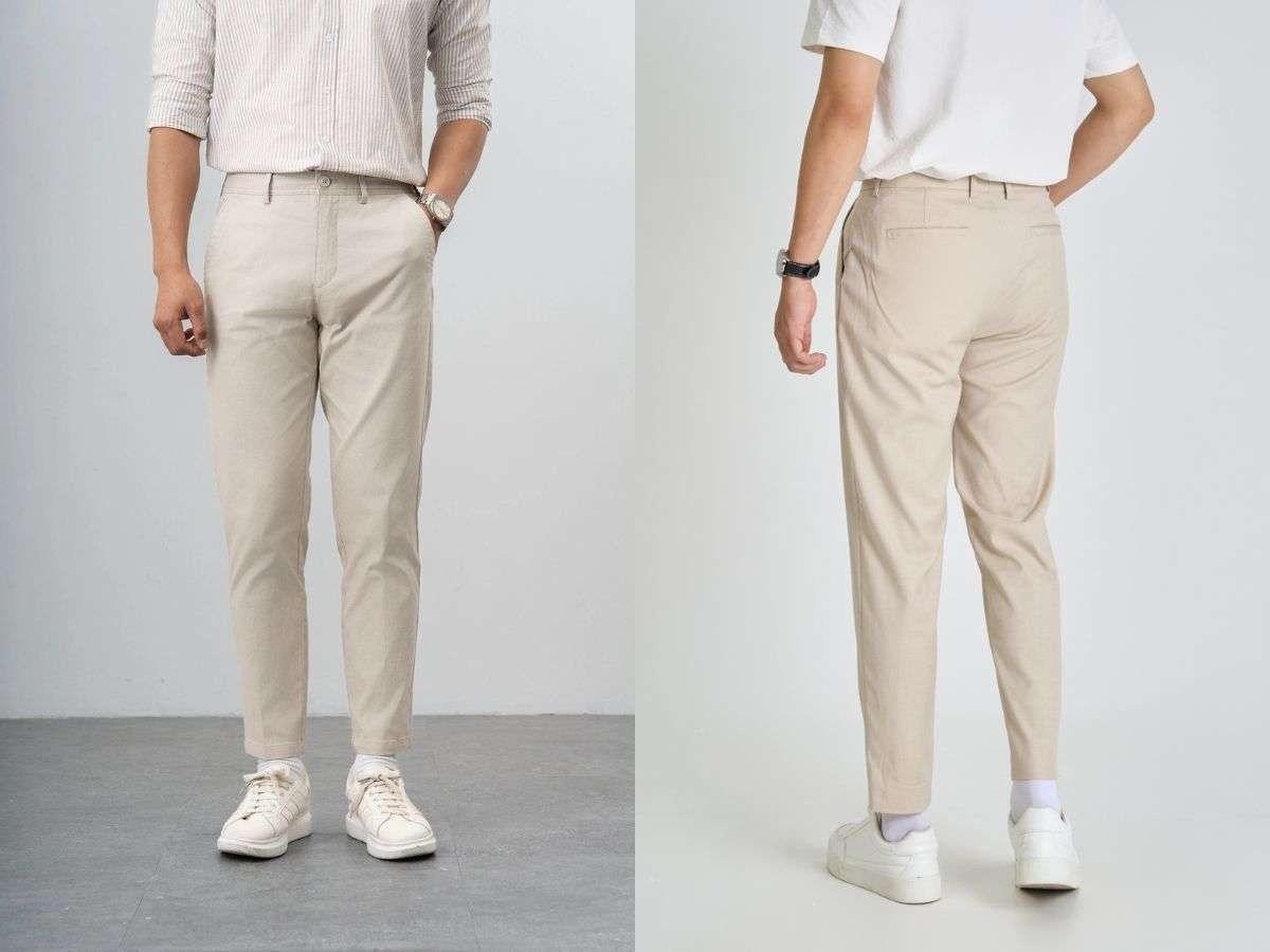 Quần kaki slimfit: độ ôm vừa phải, không bó gấu