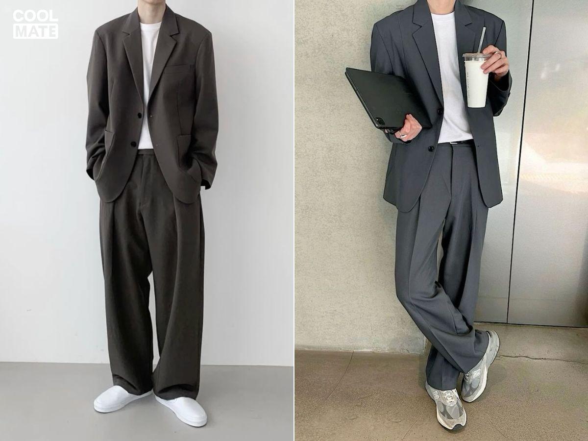 Áo khoác blazer oversize phối cùng quần âu 