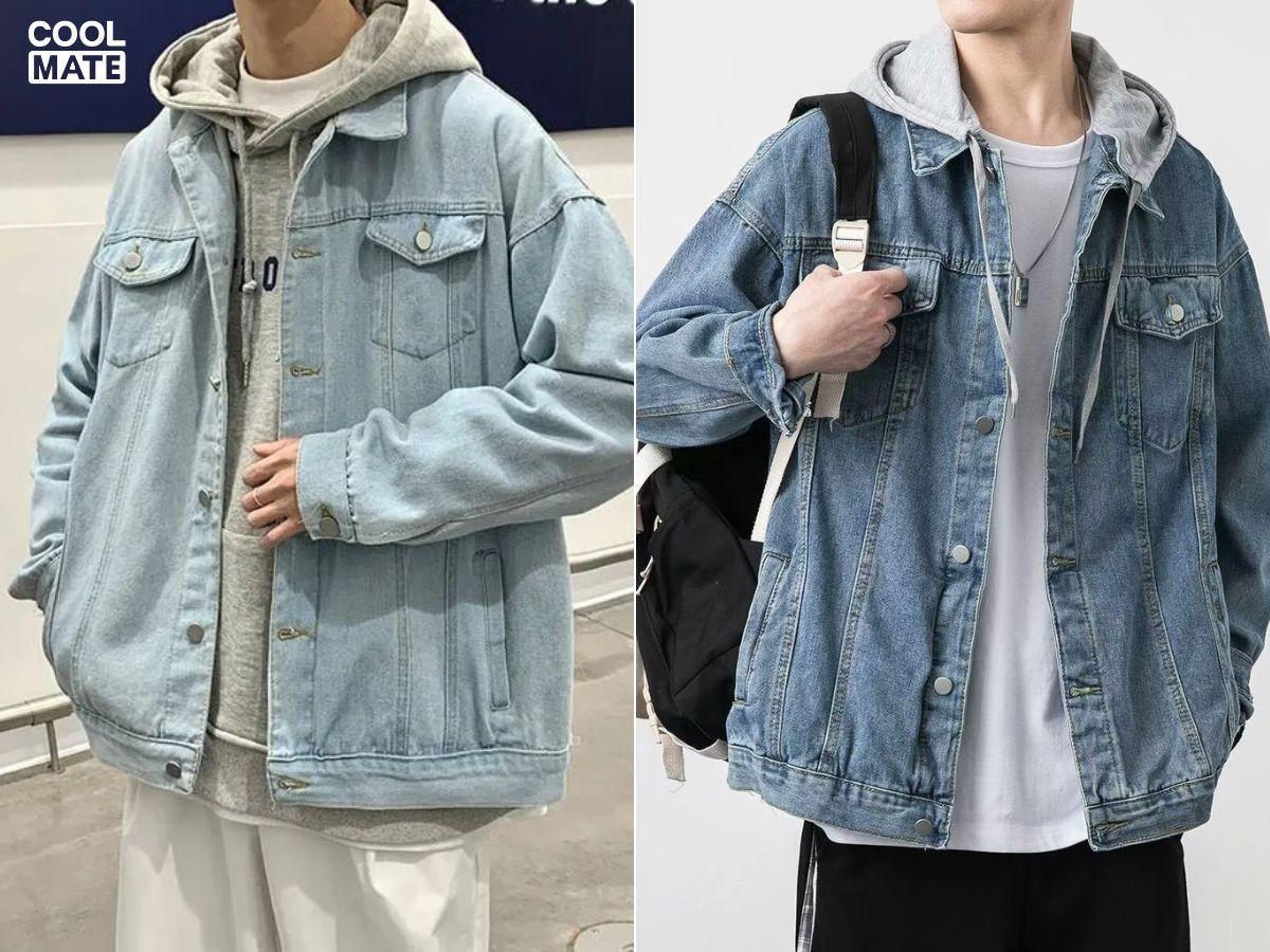 Áo khoác jeans oversize phối cùng áo hoodies 