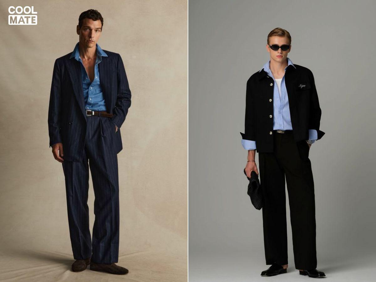 Áo khoác blazer oversize phối cùng áo sơ mi