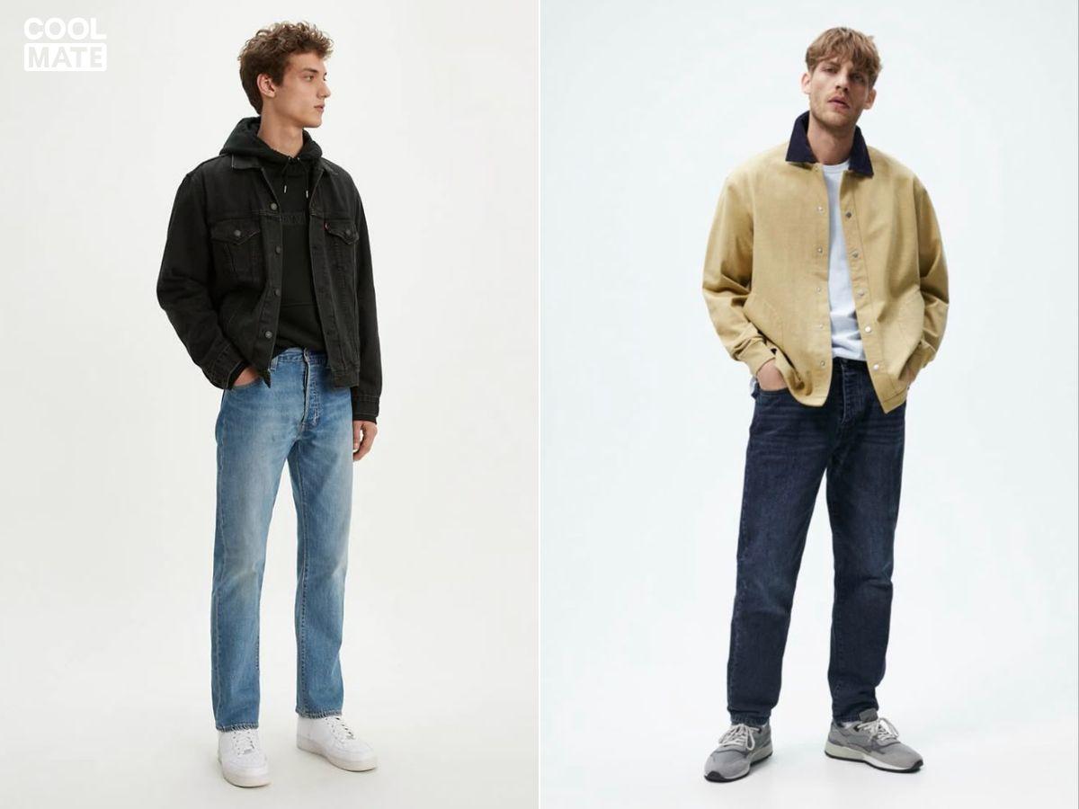 Áo khoác kaki oversize phối cùng giày sneaker