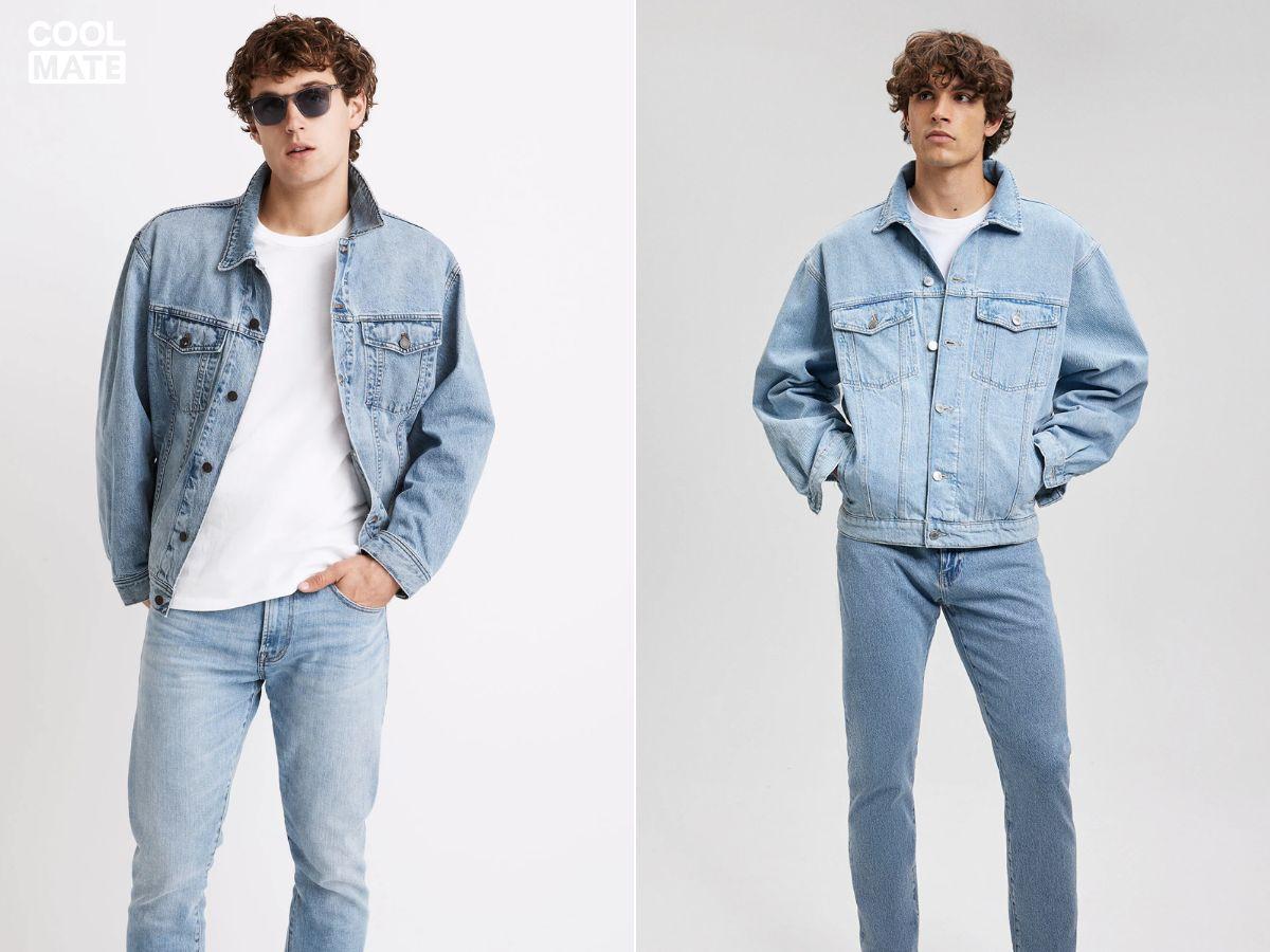 Áo khoác jeans oversize phối cùng quần jeans