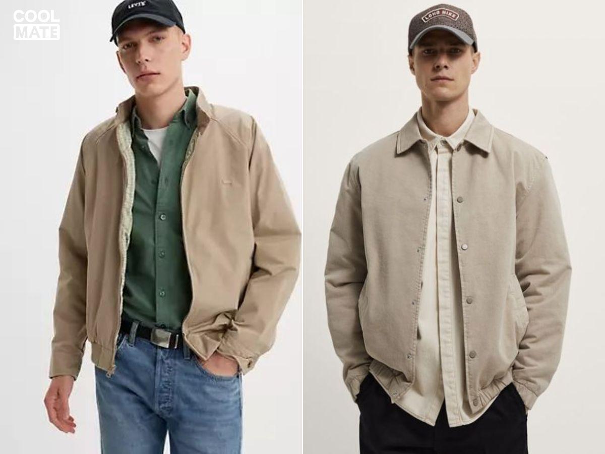 Áo khoác kaki oversize phối cùng áo sơ mi