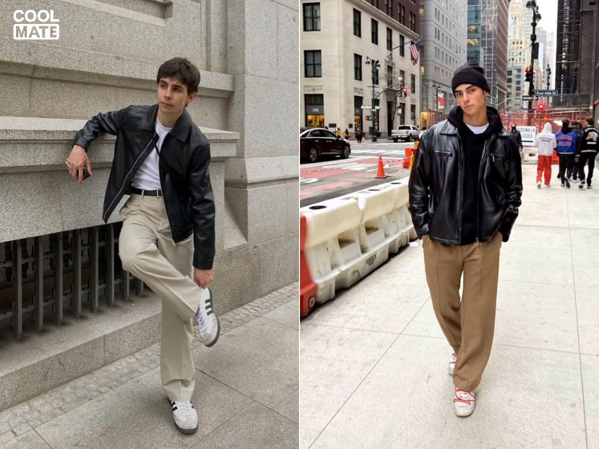 Áo khoác bomber oversize phối cùng quần kaki