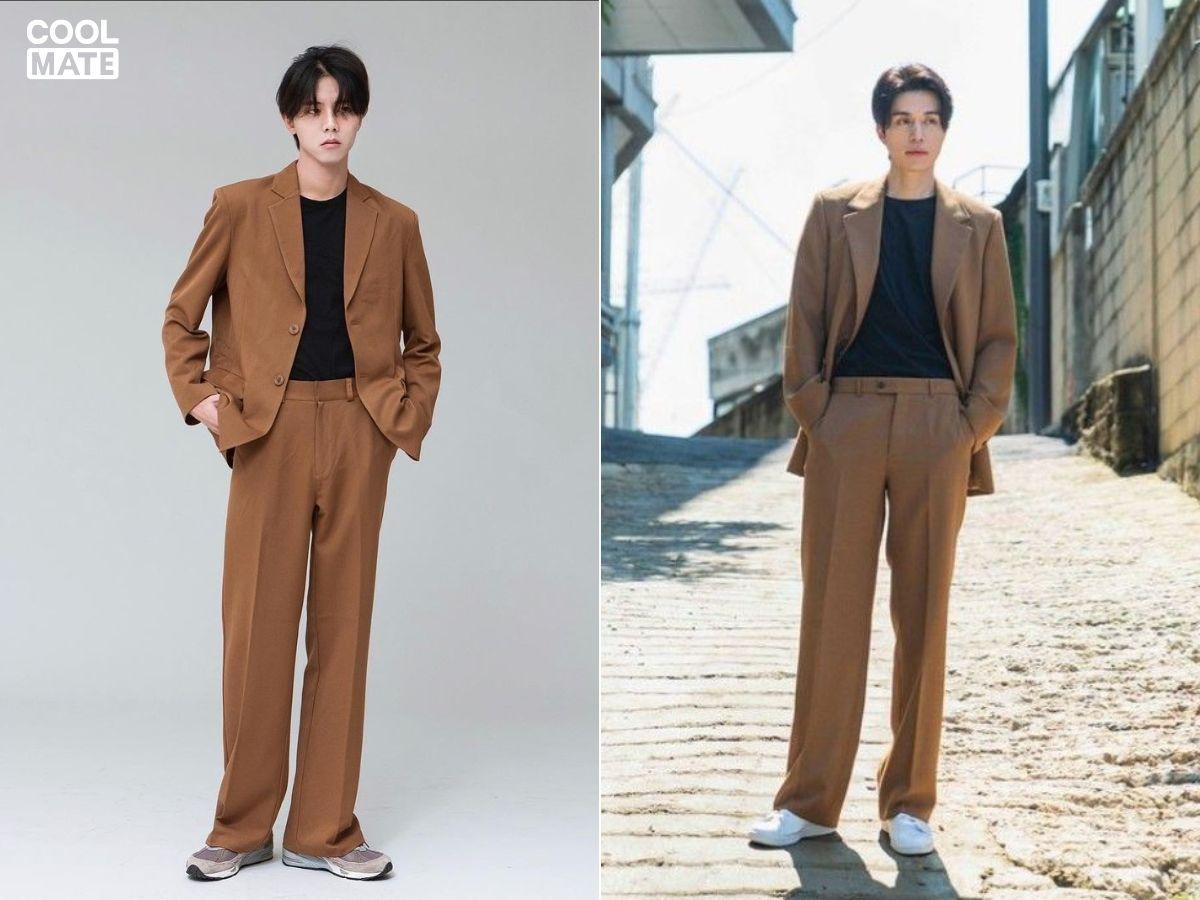 Áo khoác blazer oversize phối cùng giày sneaker