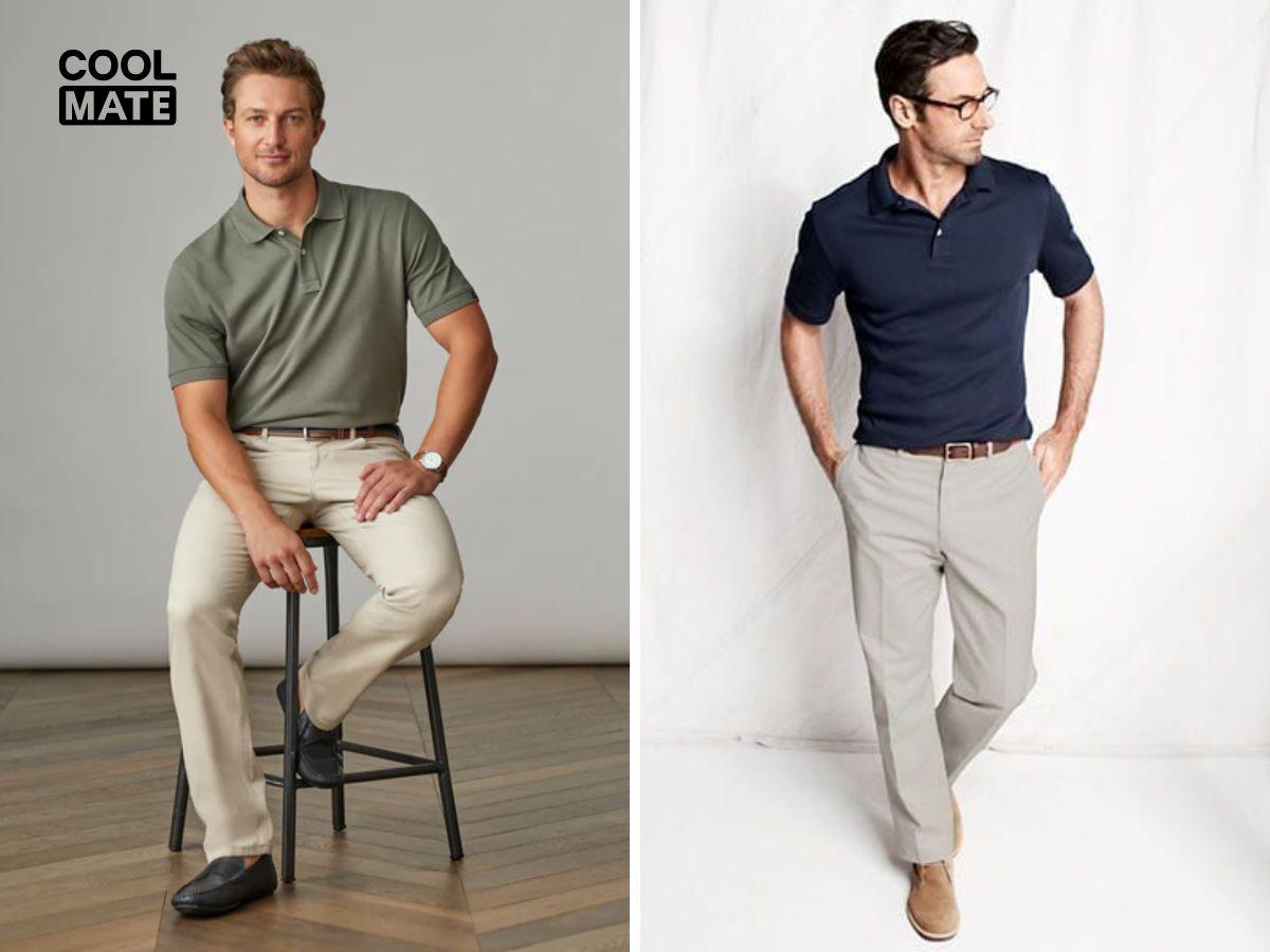 Phối áo polo nam theo phong cách business casual
