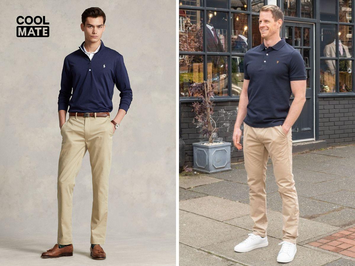 Quần kaki phối áo polo