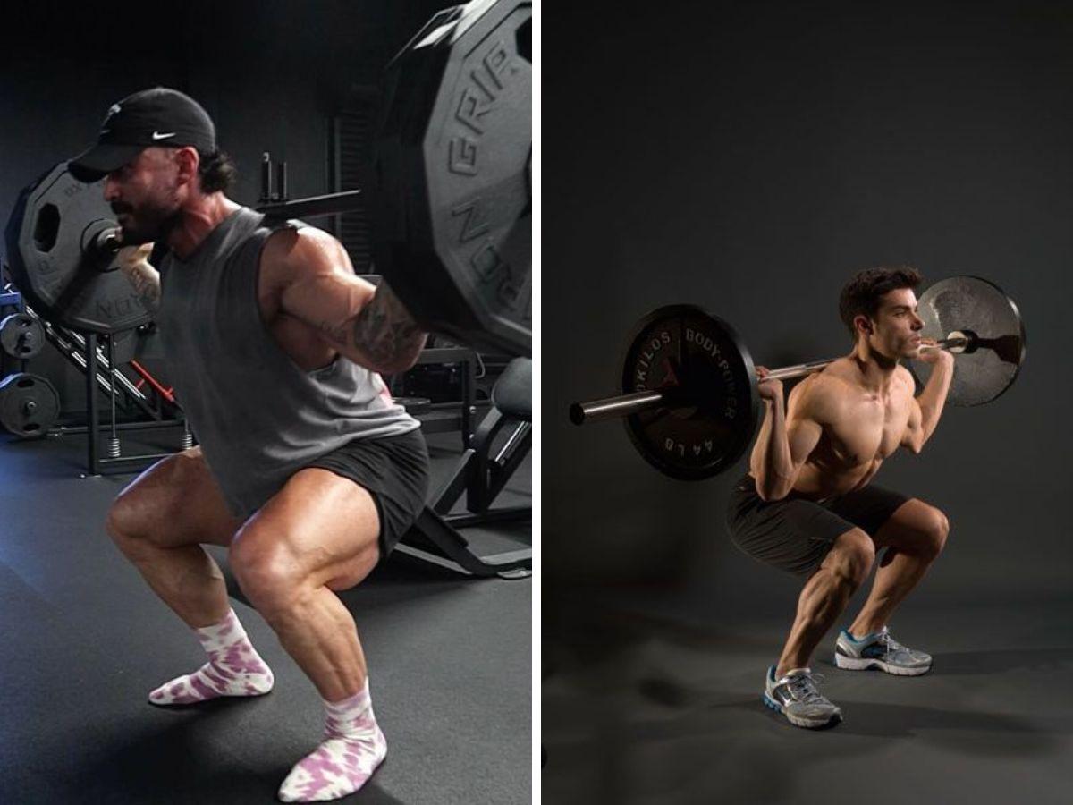 Squat với tạ đòn (Barbell Squat): Thực hiện 4 hiệp, mỗi hiệp 8-12 lần