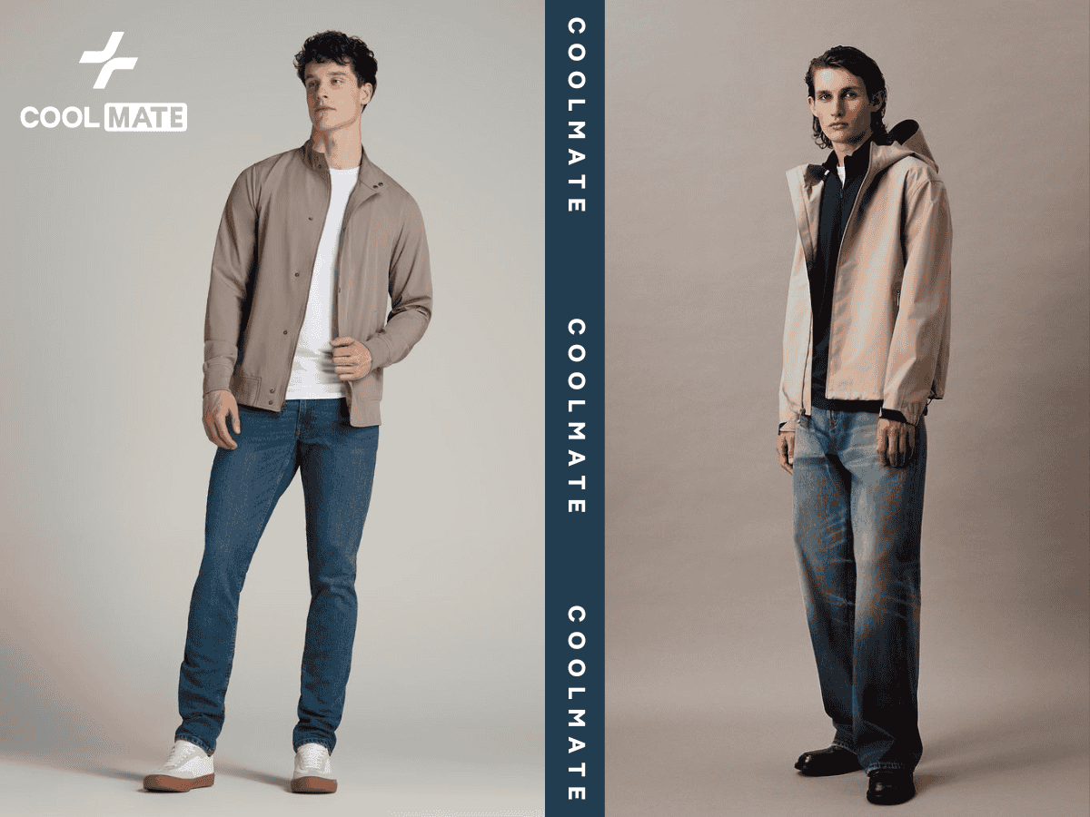 Áo khoác jacket kaki phối cùng quần jeans xanh năng động cho các chàng