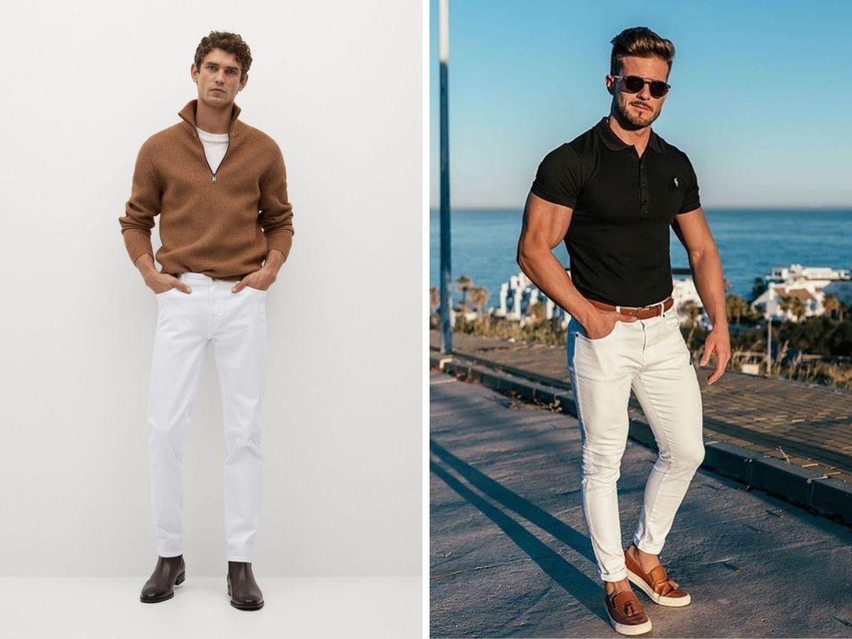 Quần skinny jeans màu trắng kết hợp cùng áo polo là set đồ mang lại cảm giác năng động khi mùa hè đến 