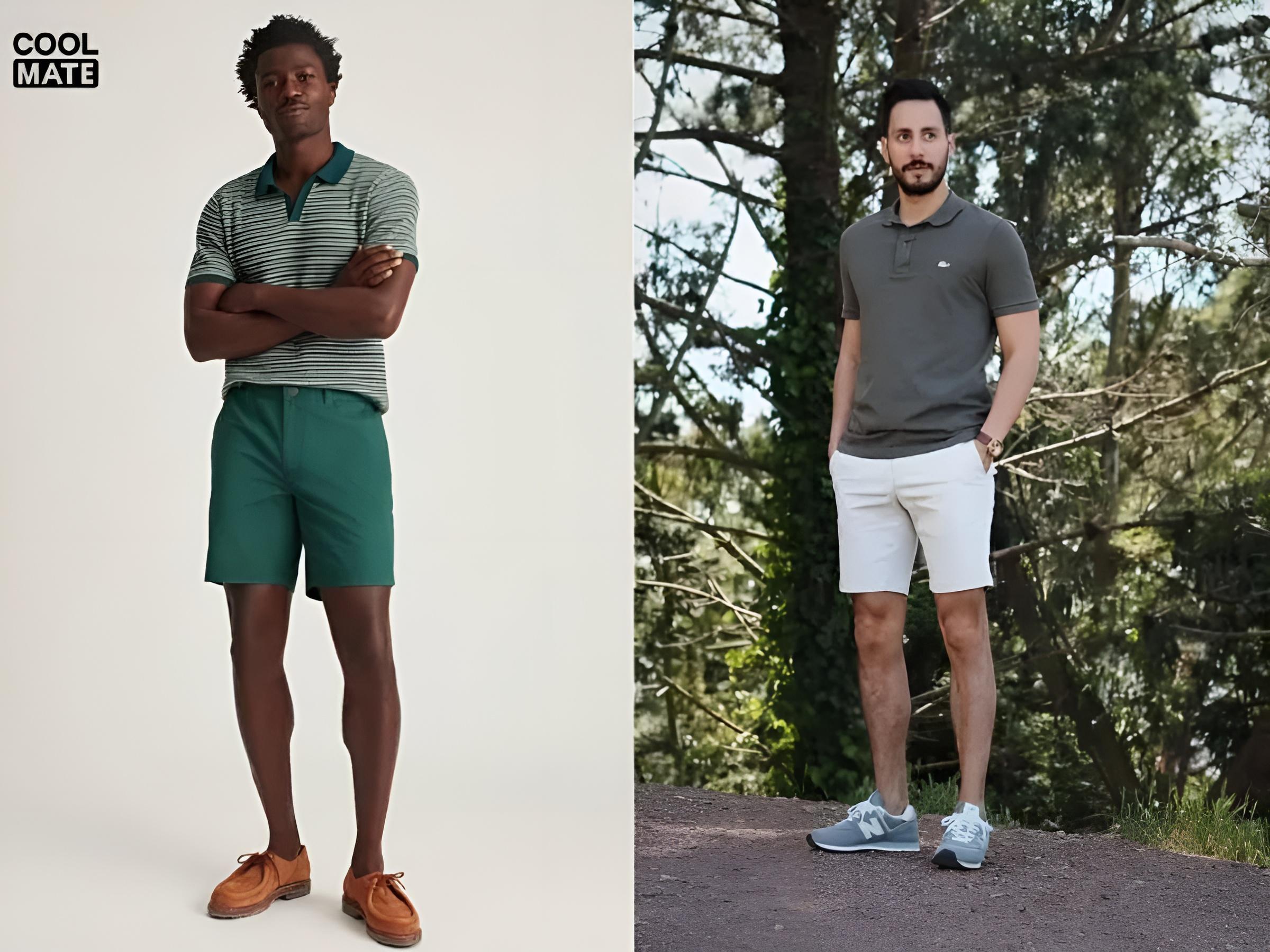 Mix quần short kaki nam cùng áo polo
