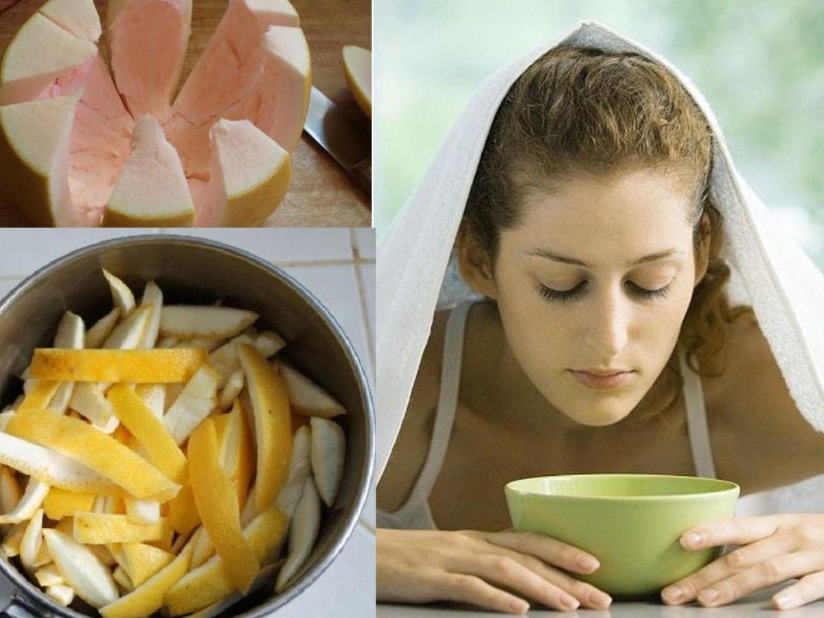 Xông mặt với vỏ bưởi
