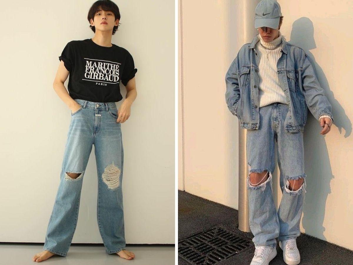Quần jeans dài rách - Bụi bặm xuống phố
