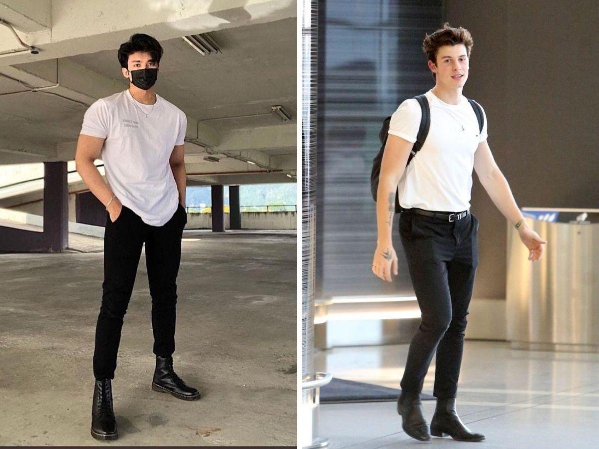 Phong cách retro kết hợp cùng quần skinny jeans mang đến vẻ ngoài đơn giản nhưng không kém phần nam tính