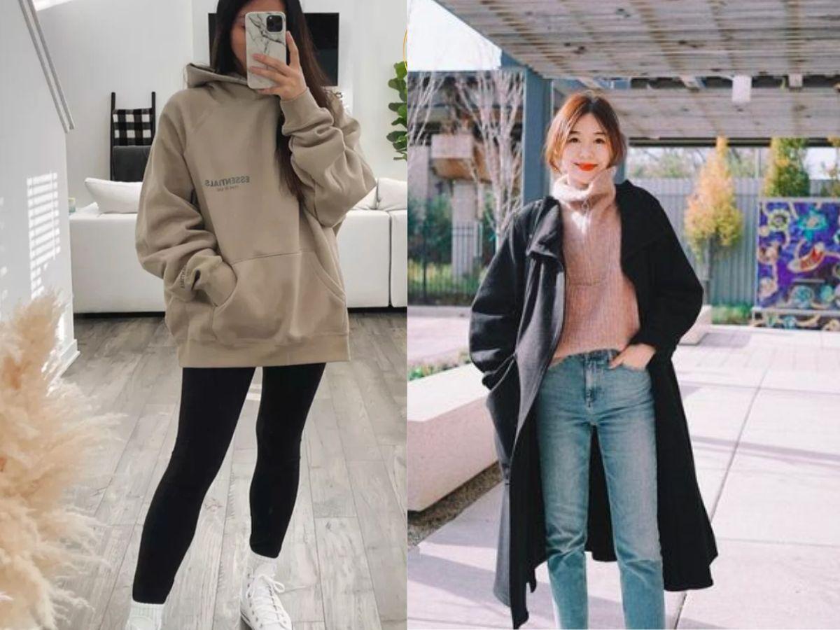 Áo hoodie ấm áp mix quần jeans và áo khoác dáng dài cho nàng sành điệu, trẻ trung