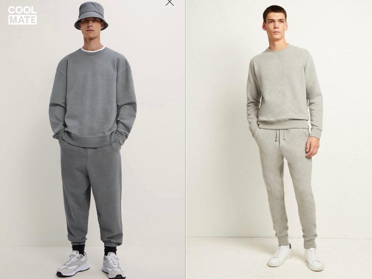 Áo len oversize + quần jogger + giày sneaker