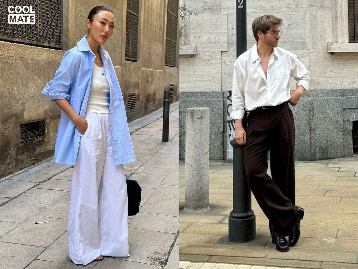 Áo sơ mi linen và quần kaki