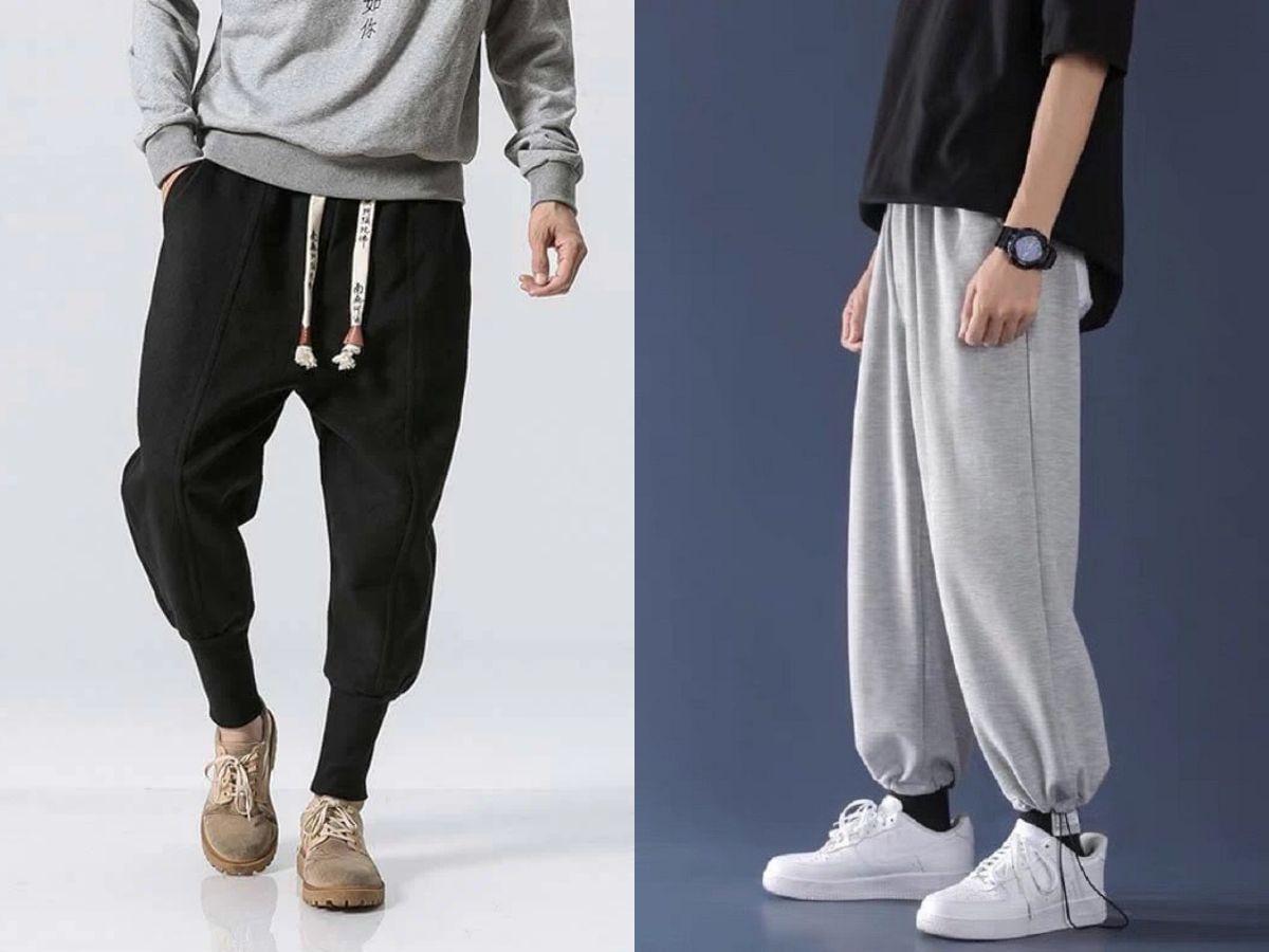 Jogger dây rút có thiết kế cơ bản với dây rút ở phần cạp quần