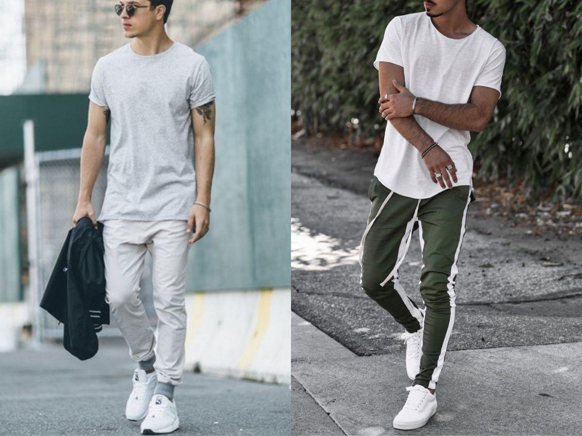 Áo thun nam với quần jogger năng động