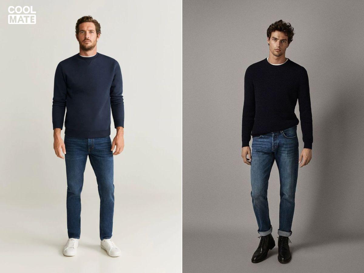 Phối áo Sweatshirt với quần Jean đơn giản mà không kém phần thu hút