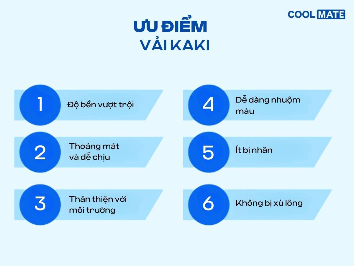 Các ưu điểm của vải kaki