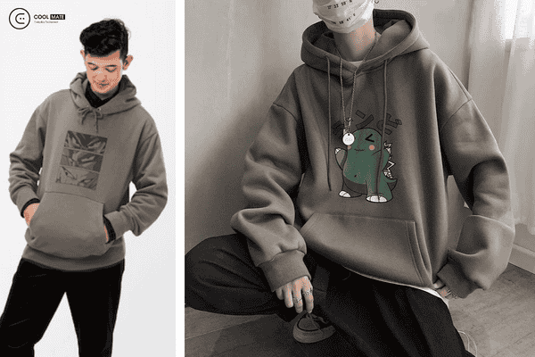 outfit áo hoodie và quần vải baggy