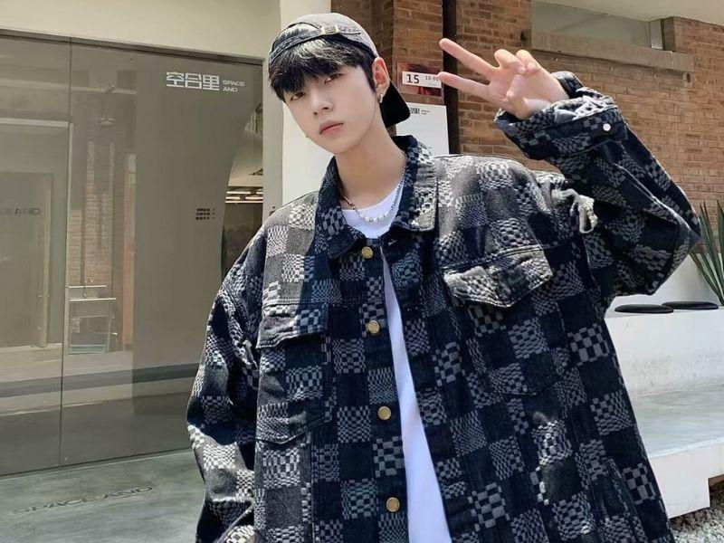 Áo khoác caro Shopee phong cách Hàn Quốc