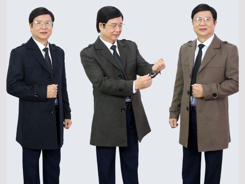 Áo măng tô nam trung niên dạ lông cừu sang trọng