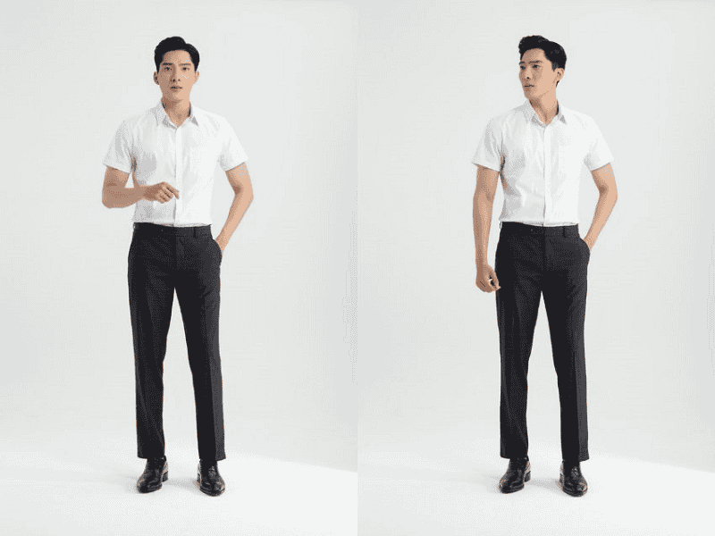 Áo sơ mi tay lỡ với quần tây