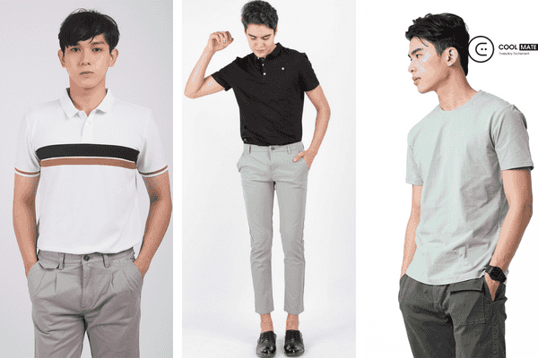 Trở nên thu hút hơn cùng với outfit mix áo polo quần kaki nam màu xám