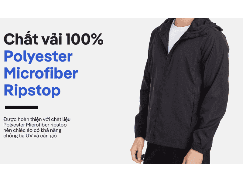 Áo khoác gió Coolmate chất liệu vải mềm mịn