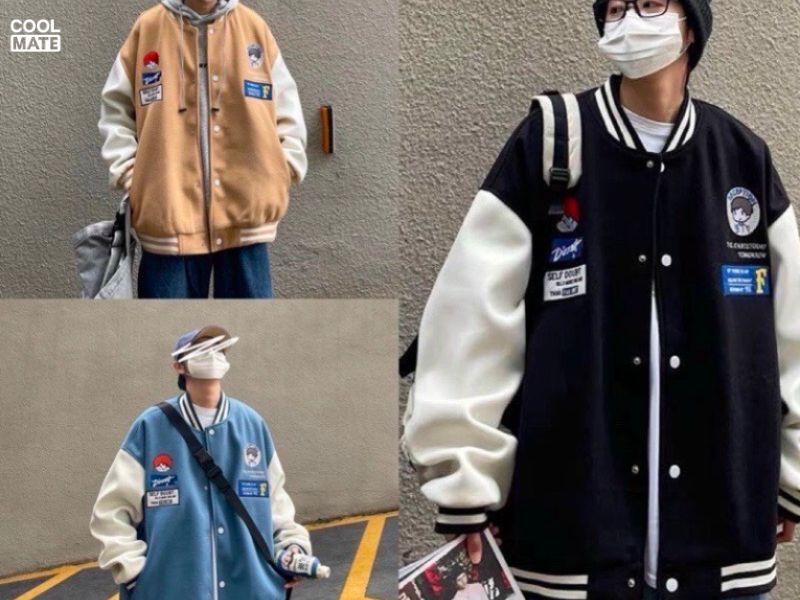 Áo khoác bóng chày phối cùng áo hoodie