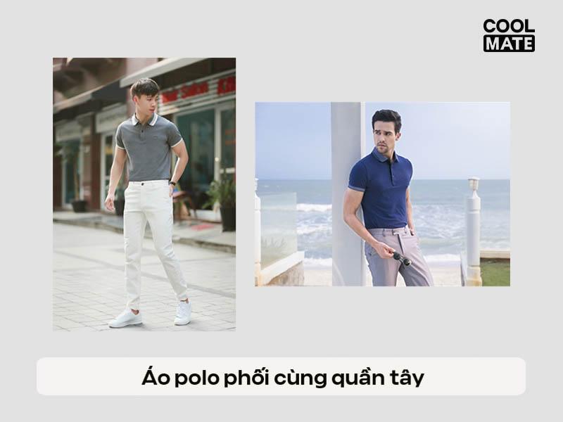 Áo polo phối cùng quần tây