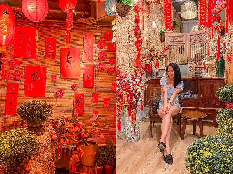 Dùng những chậu hoa tươi để trang trí Tết