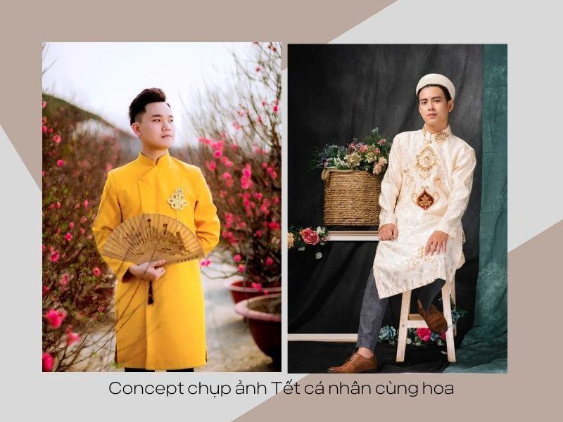 Concept chụp ảnh Tết cá nhân cùng hoa 