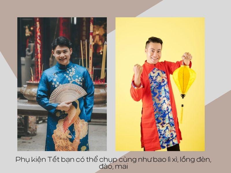 Phụ kiện Tết bạn có thể chụp cùng như bao lì xì, lồng đèn, đào, mai