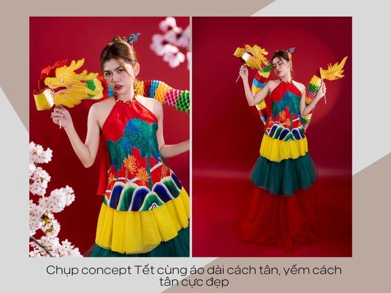 Chụp concept Tết cùng áo dài cách tân, yếm cách tân cực đẹp 