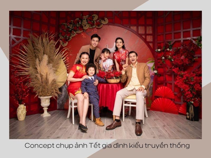 Concept chụp ảnh Tết gia đình kiểu truyền thống 