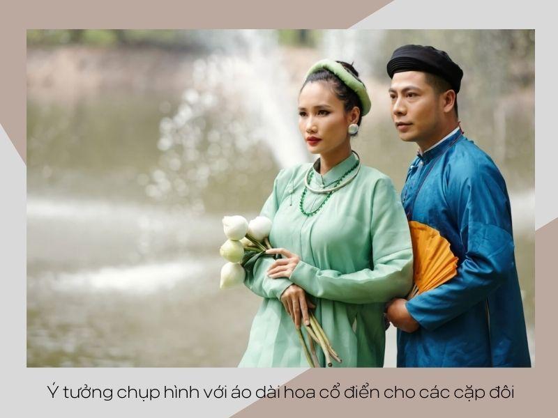 Ý tưởng chụp hình với áo dài hoa cổ điển cho các cặp đôi