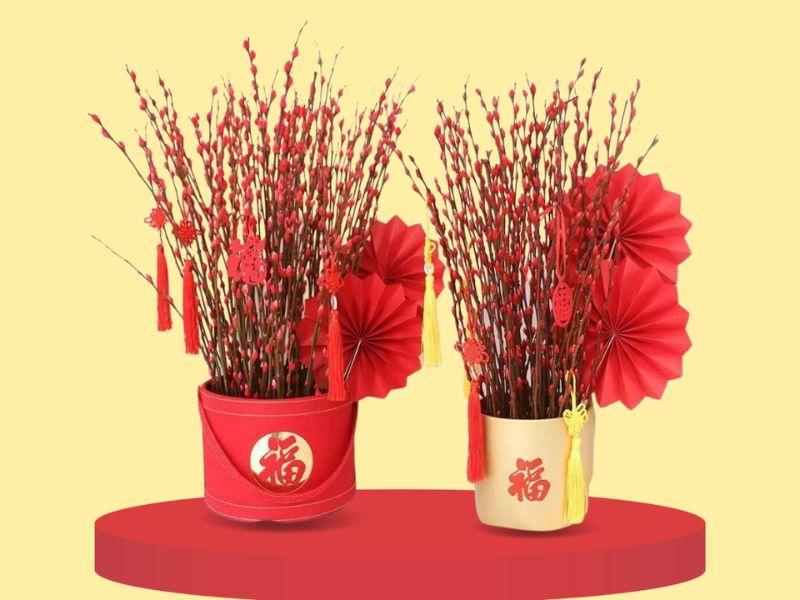 trang trí hoa nụ tầm xuân ngày tết