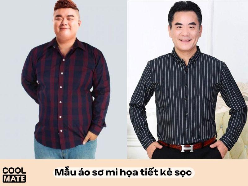 Áo sơ mi họa tiết kẻ sọc dọc, tạo hiệu ứng thon gọn